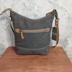 Myra Bag Beige World Shoulder Bag - Canvas & Leather, Adjustable Strap